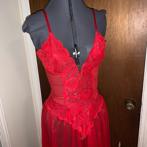Cherry Red sheer lingerie dress - Picture 2 of 8